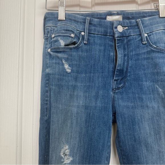 MOTHER Jean Looker Ankle Fray Size 26 Naughty Intentions 26x27.25 blue distress - Picture 5 of 16